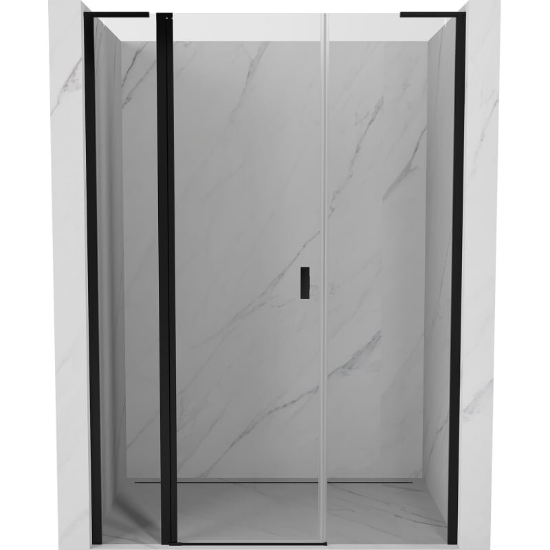 Mexen Mist L drzwi prysznicowe uchylne 145 cm, transparent, czarne - 8A4L-145-001-70-00