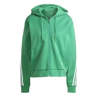 Bluzy damskie - adidas Damska bluza z kapturem Track Top W Fi 3S Fz, Semi Court Green, IB8515, 2XS - miniaturka - grafika 1