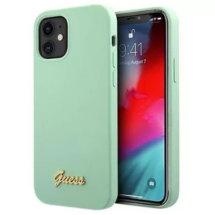 Guess GUHCP12SLSLMGGN iPhone 12 mini 5,4" zielony/green hardcase Metal Logo Script GUE001065 - Etui i futerały do telefonów - miniaturka - grafika 2