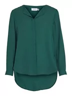 Koszule damskie - Vila Koszula damska High Low podzielony kołnierz, Pineneedle, S - miniaturka - grafika 1