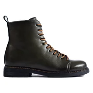 Botki damskie - Wiązane ciemnozielone workery damskie Vinceza - miniaturka - grafika 1