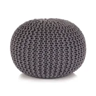 Pufy i podnóżki - vidaXL Puf z ręcznie dzierganym pokryciem z bawełny, 50x35 cm, szary - miniaturka - grafika 1