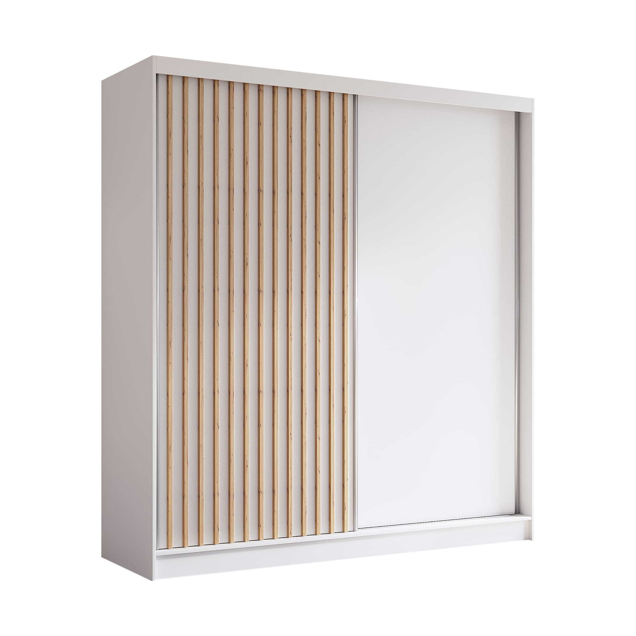 AGMAT szafa z drzwiami przesuwnymi Nevada, szafa z 2 drzwiami, nowoczesna szafa w kolorze: biały, szafa w rozmiarze: 200 x 216 x 61 cm
