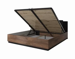 SIGMA - ŁÓŻKO 140x200 z pojemnikiem - Dąb Flagstaff z miedzianą nitką / czarny supermat - Łóżka - miniaturka - grafika 1
