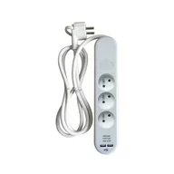 Przedłużacze i rozgałęźniki - HBF LEXMAN listwowy z wyłącznikiem 3x2P 2 x USB 1.5 m LEXMAN - miniaturka - grafika 1