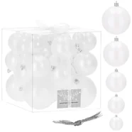 Bombki choinkowe 37 szt. ozdoby świąteczne perłowy biały CA0146