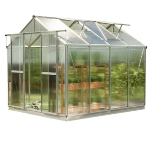 GFP szklarnia SAPHIR 4 rama aluminiowa 259x259 cm - płytami poliwęglanowymi ok. 8 mm - z ramą fundamentową i aut. mechanizm otwierania okien - Szklarnie ogrodowe - miniaturka - grafika 1
