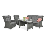 Meble ogrodowe - Meble technorattanowe TRIVENTO DINING 3 Dark Grey - miniaturka - grafika 1