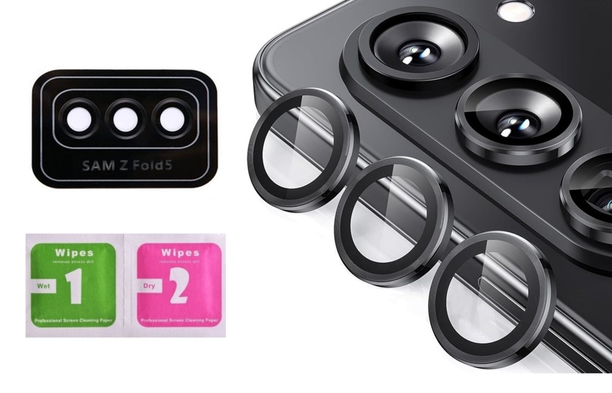 Szkło na aparat do SAMSUNG GALAXY Z FOLD 4 / FOLD 5 czarny ring ochrona 3D