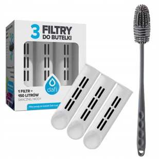 Filtry do butelki Dafi biały/jasny szary 3 szt oraz uniwersalna szczoteczka - Wkłady filtrujące - miniaturka - grafika 1