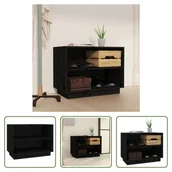 Szafki na buty - The Living Store Szafka na buty czarna 60x34x45 cm lite drewno sosnowe - miniaturka - grafika 1