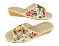 Kapcie Damskie Len Wysoki Obcas Korek 1991 [Rozmiar: 35]