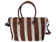 Torebki damskie - Shopper Damska Torba Na Ramię Modna Torebka Listonoszka Miejska, Brązowy - miniaturka - grafika 1