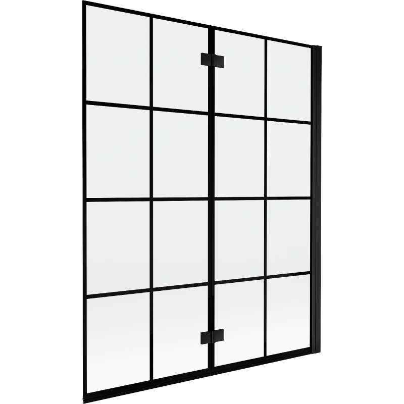 Mexen Mist parawan nawannowy 2-skrzydłowy prawy 140 x 150 cm, czarna kratka, czarny - 8A9-140-002-70-77-P
