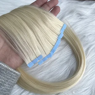 TEMU 10szt./ Blond 60# Mini Przedłużenia Włosów na Taśmie Ludzkie Proste Niewidoczne, 12/16/20 Cali - Jasny Blond (Blond 60#) Prawdziwe Ludzkie Włosy - Pozostałe akcesoria fryzjerskie - miniaturka - grafika 1
