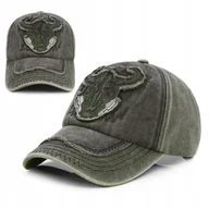 Czapki i chusty sportowe męskie - Czapka z daszkiem bejsbolówka vintage GRAFITOWO - ZIELONA bawełniana - miniaturka - grafika 1