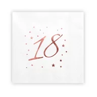 Dekoracje i nakrycia stołu na imprezę - Serwetki na 18 urodziny z napisem rosegold, 33x33cm, 20szt, białe - miniaturka - grafika 1