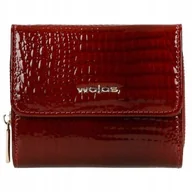 Portfele - Portfel Damski Skórzany mały Lakierowana Skóra Naturalna czerwony Wojas - miniaturka - grafika 1