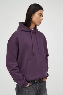 G-Star Raw bluza bawełniana męska kolor fioletowy z kapturem gładka - Bluzy męskie - miniaturka - grafika 1