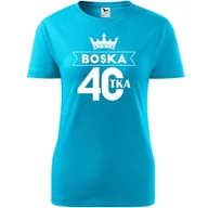 Koszulki i topy damskie - Damska Koszulka z Nadrukiem Boska 40 na Prezent Urodzinowy dla Niej turkusowy L - miniaturka - grafika 1
