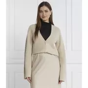 Swetry damskie - Calvin Klein Wełniany kardigan | Regular Fit - miniaturka - grafika 1