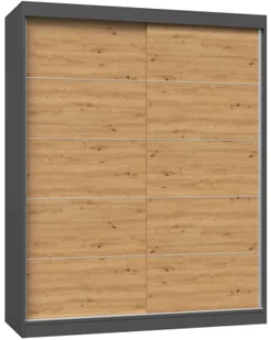 Garderoba z drzwiami przesuwnymi dąb artisan antracyt 160 cm Plan - Szafy - miniaturka - grafika 1