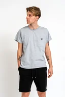 Koszulki męskie - T-shirt męski gładki z kieszonką WILLIAM szary - miniaturka - grafika 1