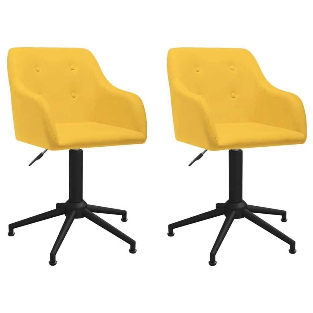 vidaXL Obrotowe krzesła stołowe 2 szt. żółte obite tkaniną 334216