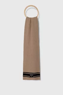 Apaszki i szaliki damskie - Armani Exchange szalik wełniany kolor brązowy wzorzysty - grafika 1