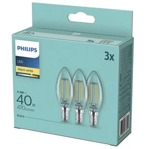Philips ZESTAW 3x LED Żarówka B35 E14/4,3W/230V 2700K - Żarówki LED - miniaturka - grafika 1