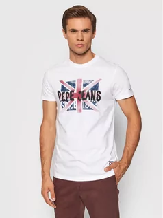 Koszulki męskie - Pepe Jeans T-Shirt Roland PM507858 Biały Slim Fit - grafika 1