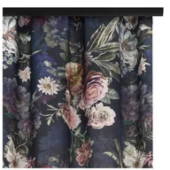 Zasłony - Voppi Zasłona do pokoju salonu 140 x 240 cm ciemna zasłona z taśmą marszczącą na żabki duże kolorowe kwiaty i zielone liście - miniaturka - grafika 1