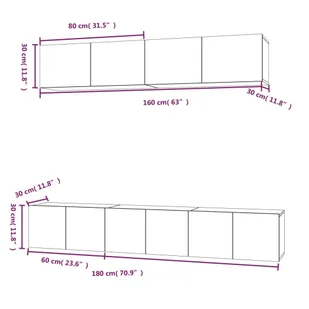 Lumarko 5-częściowy zestaw szafek telewizyjnych, szarość betonu - Szafki RTV - miniaturka - grafika 12