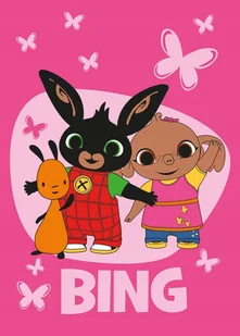 Koc Dziecięcy Bing i Sula 100x150 cm Polarowy Różowy Motylki - Koce i narzuty dla dzieci - miniaturka - grafika 1