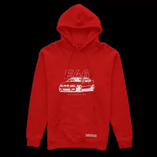 Bluza z kapturem przód BMW E46 czerwona-3XL - Odzież do sportów motorowych - miniaturka - grafika 1
