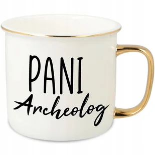 KUBEK UCHO RANT ZŁOTY PORCELANOWY RETRO 280ML PREZENT DLA PANI ARCHEOLOG WZ - Kubki - miniaturka - grafika 1