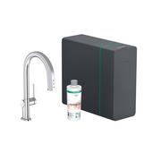 Baterie kuchenne - Hansgrohe Aqittura M91 SodaSystem 210 Bateria kuchenna wysoka z wyciąganą wylewką z filtrem chrom 76836000 - miniaturka - grafika 1