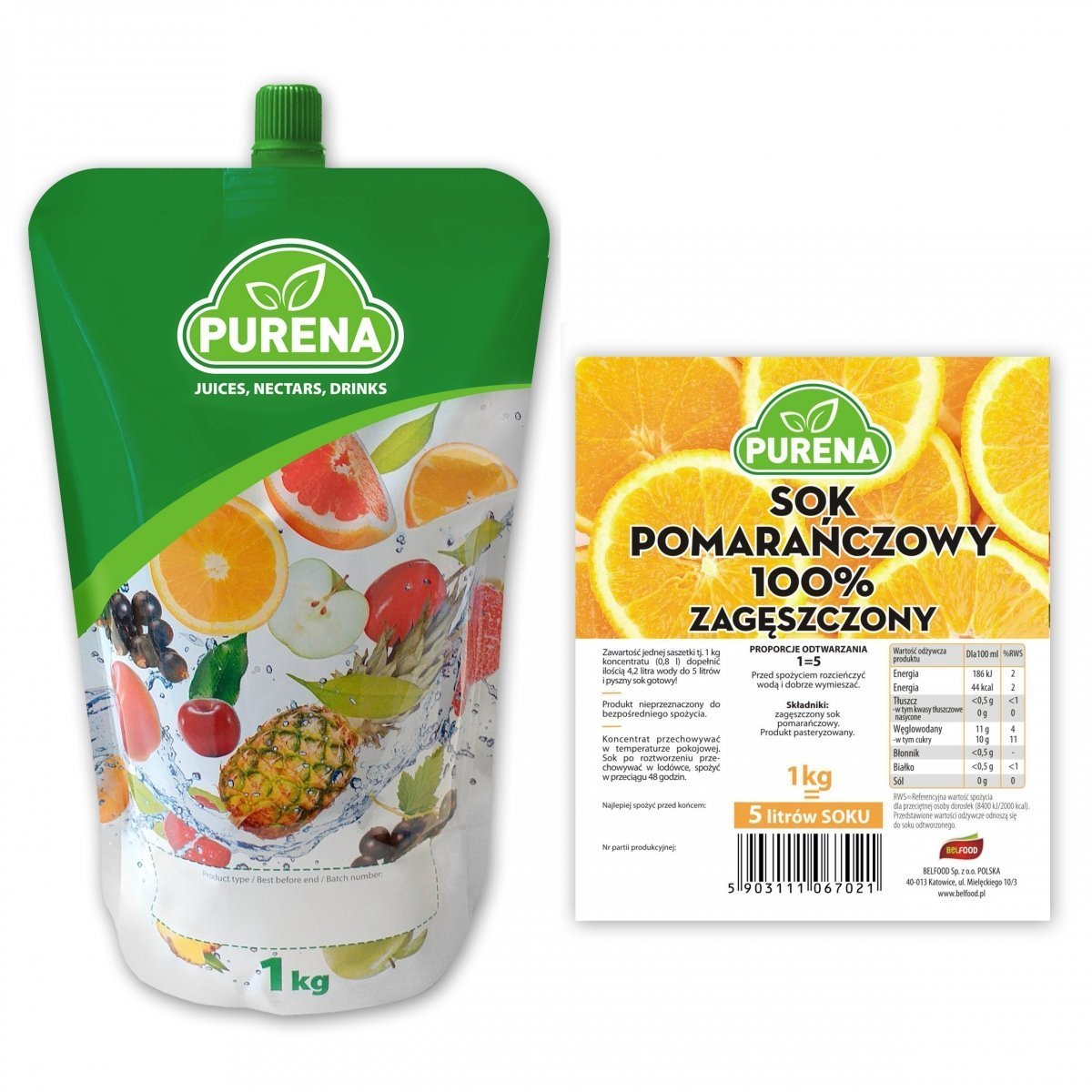 PURENA Zagęszczony Sok Pomarańczowy 1kg
