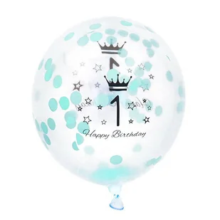 BALONY Z KONFETTI ZIELONYM 1 HAPPY BIRTHDAY NA ROCZEK 100SZT - Baby shower i roczek - miniaturka - grafika 1