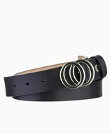 Paski - PUCCINI Skórzany pasek damski z elegancką klamrą czarny rozmiar s - miniaturka - grafika 1