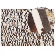 Dywany - Beliani Dywan patchwork skórzany 160 x 230 cm brązowo-biały AKYELE - miniaturka - grafika 1