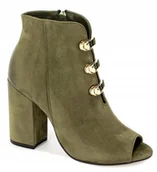 Botki damskie - Carinii Damskie Botki Khaki Skóra 40 3u4g11* - miniaturka - grafika 1