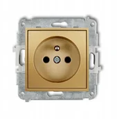 Gniazdka elektryczne - Gniazdo pojedyncze Karlik Mini 29MGP-1 bez uziemienia 2P bez przesłon torów prądowych złoty - miniaturka - grafika 1