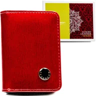 Portfele - Portfel damski skórzany mały pionowy PETERSON zatrzask i suwak czerwony lakierowany na karty ochrona RFID - miniaturka - grafika 1