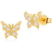 KOLCZYKI ZŁOTE 585 DLA DZIEWCZYNKI CYRKONIE DLA DZIECI WKRĘTKI SZTYFTY