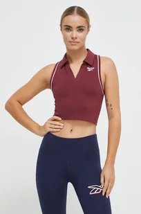 Reebok top damski kolor bordowy - Koszulki sportowe damskie - miniaturka - grafika 1