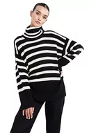 Swetry damskie - DeFacto Sweter normalny krój dla kobiet - sweter z golfem na topy damski (czarny, XS), czarny, XS - miniaturka - grafika 1