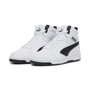 Młodzieżowe sneakersy Rebound V6 Mid PUMA White Black - Buty trekkingowe dziecięce - miniaturka - grafika 1