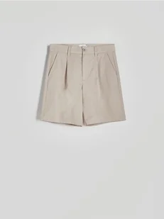 Reserved - Gładkie szorty loose fit - jasnoszary - Spodenki męskie - miniaturka - grafika 1