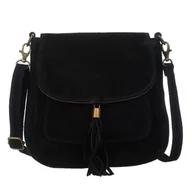 Torebki damskie - Torebka Skórzana Zamszowa Vera Pelle Vanita Czarna - miniaturka - grafika 1